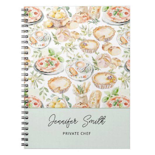 Persoonlijk Watercolor Mediterraan Voedingspatroon Notitieboek (Voorkant)