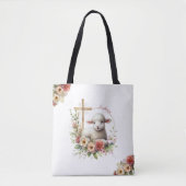Persoonlijk watercolor Pasen Lam Tote Bag (Voorkant)
