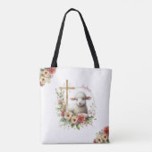 Persoonlijk watercolor Pasen Lam Tote Bag (Achterkant)