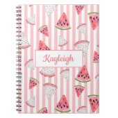Persoonlijk, Watermeloen, Roze en Witte Stripes. Notitieboek (Voorkant)
