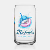 Persoonlijk waterpark haaienbadfeest blikvorm glas (Achterkant)