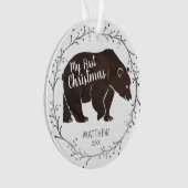 Persoonlijk Waterverf Beer Baby Eerste Kerstmis Ornament (voorkant)