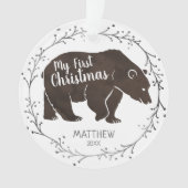 Persoonlijk Waterverf Beer Baby Eerste Kerstmis Ornament (voorkant)