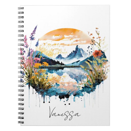 Persoonlijk waterverf berglandschap notitieboek (Voorkant)
