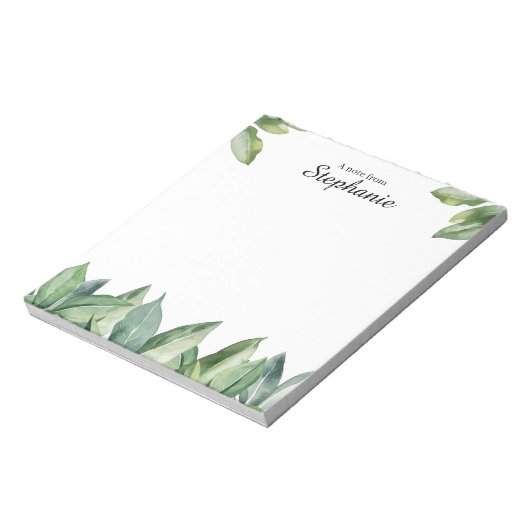 Persoonlijk waterverf bladgroen notitieblok (Linkerzijde)