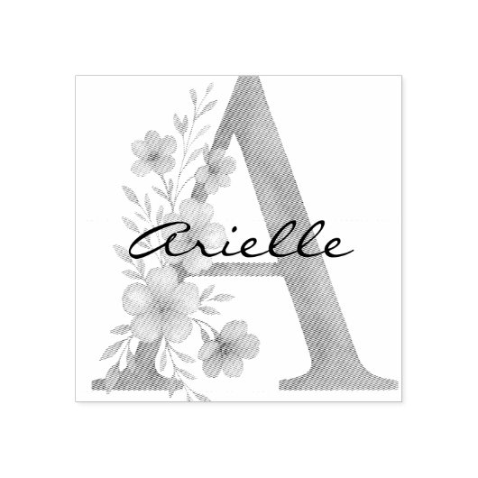 Persoonlijk Waterverf Bloem Initial A monogram Rubberstempel (Afrduk)
