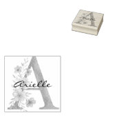 Persoonlijk Waterverf Bloem Letter A monogram Rubberstempel (Gestempeld)