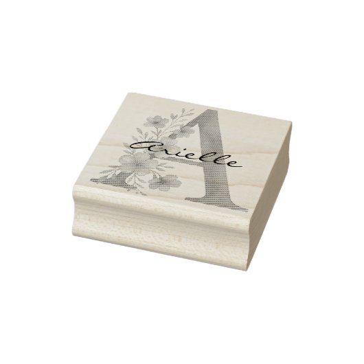 Persoonlijk Waterverf Bloem Letter A monogram Rubberstempel (Stempel)