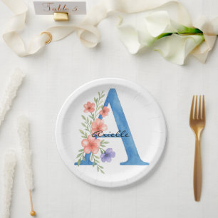 Persoonlijk waterverf bloemendecor letter A initia Papieren Bordje
