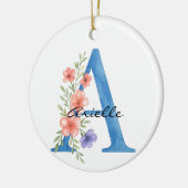 Persoonlijk waterverf bloemletter A monogram Keramisch Ornament (Links)