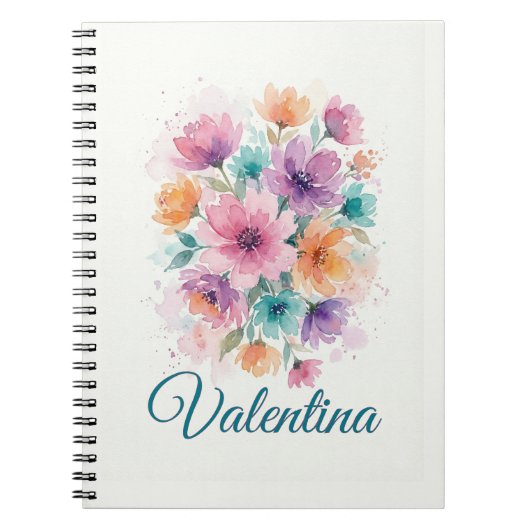 Persoonlijk Waterverf Bloemnaam Notitieboek (Voorkant)