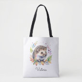 Persoonlijk waterverf egel bosdier tote bag (Voorkant)
