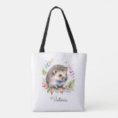 Persoonlijk waterverf egel bosdier tote bag (Achterkant)