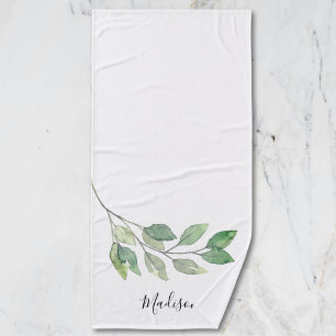 Persoonlijk waterverf groen badhanddoek