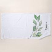 Persoonlijk Waterverf Groen Strandlaken (Voorkant)