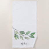 Persoonlijk Waterverf Groen Strandlaken (Voorkant)