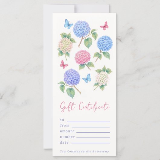 Persoonlijk Waterverf Hydrangea Cadeaubon (Voorkant)