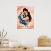 Persoonlijk waterverf koppel foto cadeau poster (Keuken)