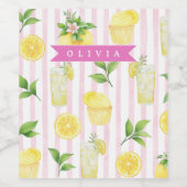 Persoonlijk waterverf limonade cupcake streep wijn etiket (Enkel label)