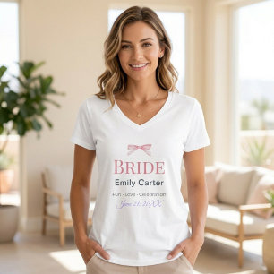 Persoonlijk Waterverf Roze Strik T-Shirt – Op Maat