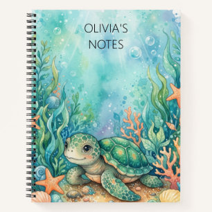 Persoonlijk Waterverf Schildpad Spiraal Notitieboe Notitieboek