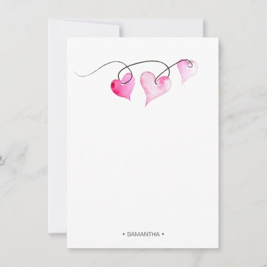 Persoonlijk Waterverf Valentijnsdag Briefpapier Notitiekaartje (Voorkant)