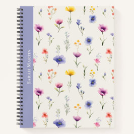 Persoonlijk waterverf wilde bloemen notitieboek