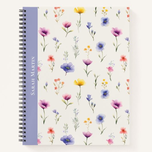 Persoonlijk waterverf wilde bloemen notitieboek (Voorkant)