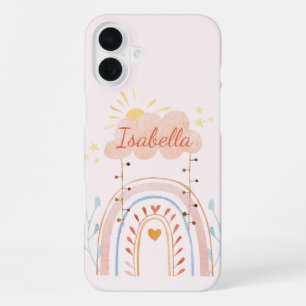 Persoonlijk Waterverf Zacht Regenboog Kinderen iPhone 16 Plus Hoesje
