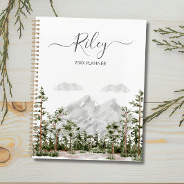 Persoonlijk Waterverfberg- en boslogo Planner