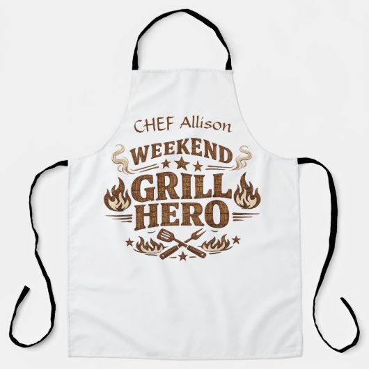 Persoonlijk Weekend Grill Hero BBQ Schort | Op Maa (Voorkant)