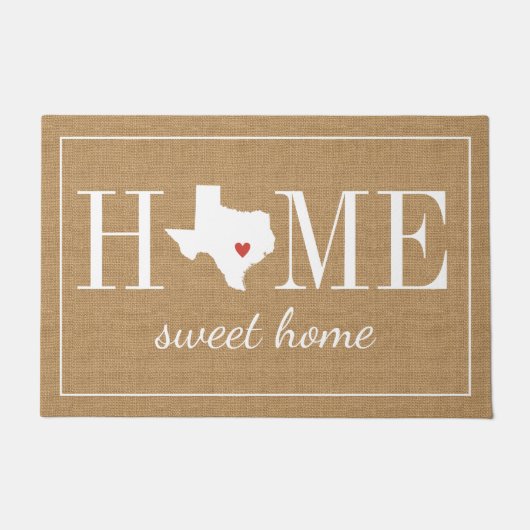 Persoonlijk welkom startpunt Texas Jute Doormat Deurmat (Voorkant)