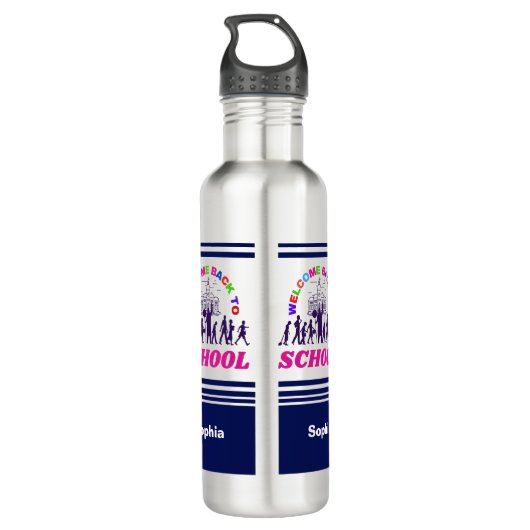 Persoonlijk Welkom terug op school Waterfles (Achterkant)