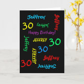 Persoonlijk Wenskaart 30th Birthday, zwart Kaart (Gele Bloem)