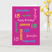 Persoonlijk Wenskaart, Roze, 18e verjaardag Kaart (Gele Bloem)