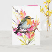 Persoonlijk Wenskaart - Summer Robin Kaart (Gele Bloem)