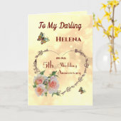 Persoonlijk Wenskaart voor vrouw 5e Jubileum Kaart (Gele Bloem)