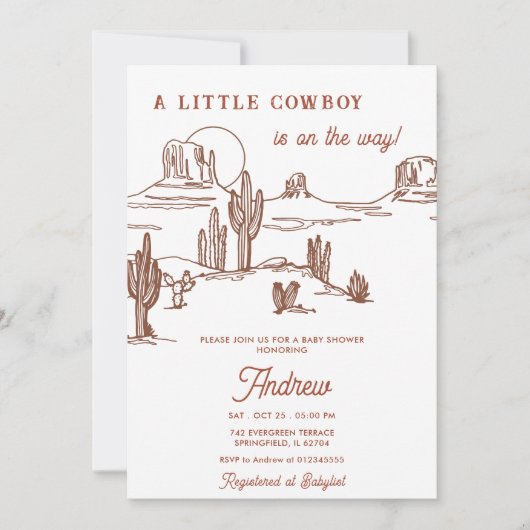 Persoonlijk  Western cowboy Baby shower Kaart (Voorkant)