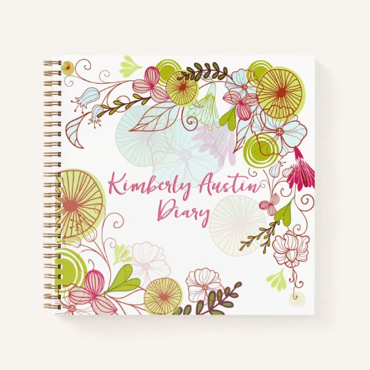 Persoonlijk Whimsical Boho Bloemendagboek Notitieboek (Voorkant)