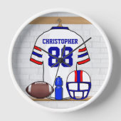 Persoonlijk White Blue Football Jersey (Voorkant)