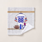 Persoonlijk White Blue Football Jersey Bad Handdoek (Wasdoekje)