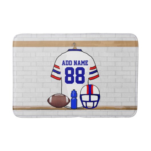 Persoonlijk White Blue Football Jersey Badmat (Voorkant)