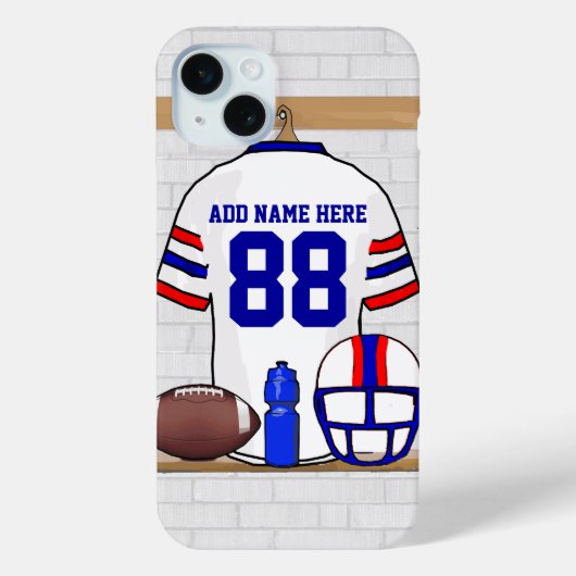 Persoonlijk White Blue Football Jersey Case-Mate iPhone Case (Achterkant)