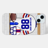 Persoonlijk White Blue Football Jersey Case-Mate iPhone Case (Achterkant (horizontaal))