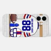 Persoonlijk White Blue Football Jersey Case-Mate iPhone Case (Achterkant (horizontaal))