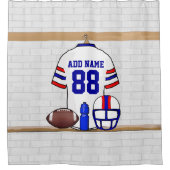 Persoonlijk White Blue Football Jersey Douchegordijn (Voorkant)