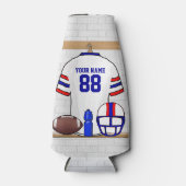 Persoonlijk White Blue Football Jersey Flesjeskoeler (Voorkant)