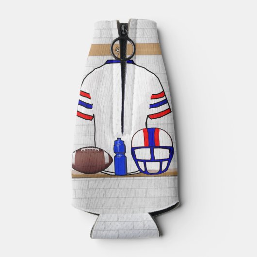 Persoonlijk White Blue Football Jersey Flesjeskoeler (Achterkant)