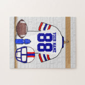 Persoonlijk White Blue Football Jersey Legpuzzel (Horizontaal)