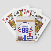 Persoonlijk White Blue Football Jersey Pokerkaarten (Achterkant)